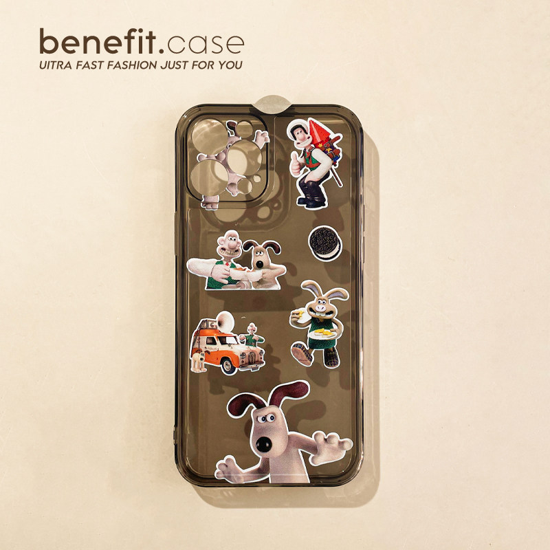 Benefit fun car puppy sticker applicable Apple 13promax mobile phone protective shell iphone12 transparent mini silicone xsmax cartoon xr couple 8