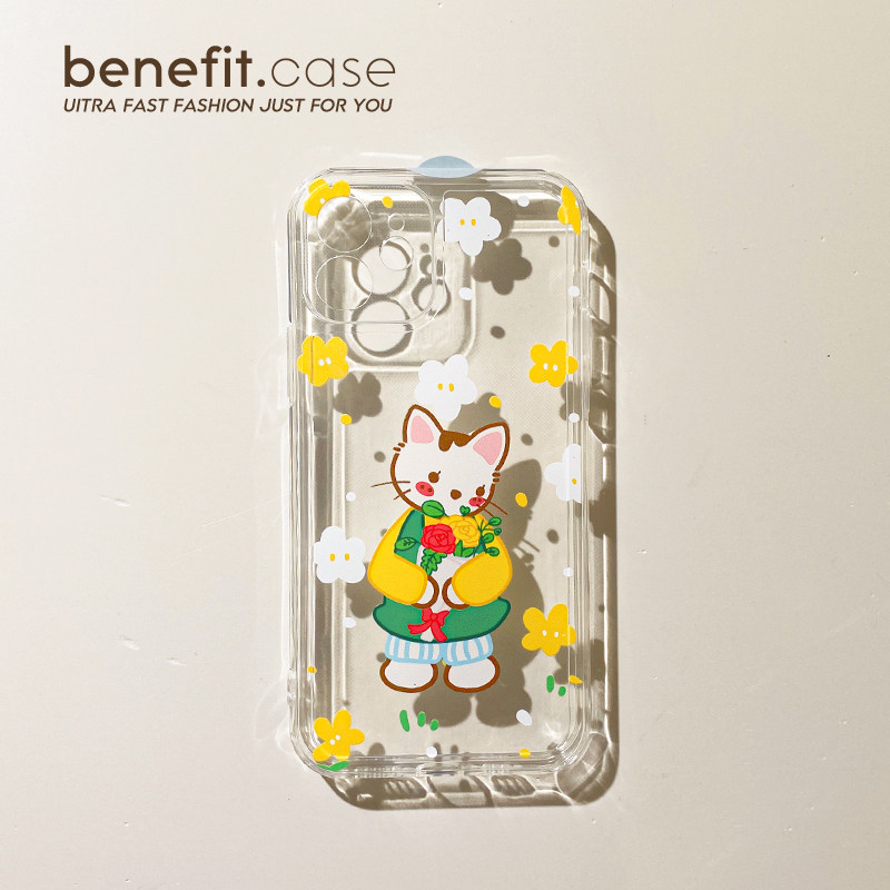 Benefit Cute Little Fresh Flower Cats apply Apple 13promax mobile phone protective shell iphone12mini protective sleeve xsmax creative xr female