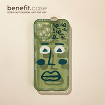 Benefit cute squint eye expression applies Apple 13promax anti-fall mobile phone shell iphone12mini protective sleeve xs full package xr transparent 8p superior 7p women