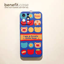 Benefit cute little bear and tomato apply Apple 13promax mobile phone shell cartoon iphone12mini