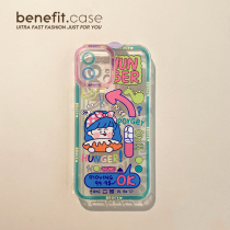 Benefit graffiti girl eating bread Applicable to apple 13promax mobile phone shell iphone12mini protective sleeve xsmax fluorescent xr cartoon 8plus