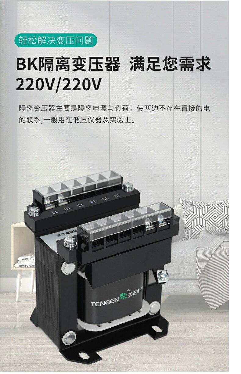 Изоляции трансформатора 天正 bk单相隔离变压器220变220v电器设备电工维修防触电隔离电源 Tengen