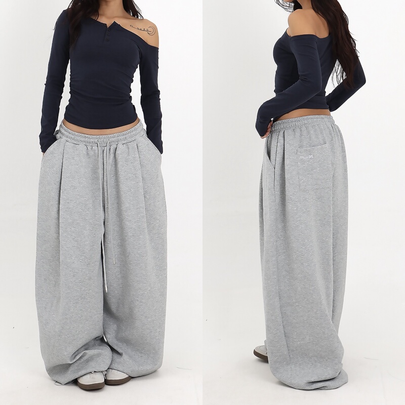 American Casual Sports Style Gray Wide-Leg Pants for Women 2026 New Loose Slimming Versatile Sweatpants with Drapey Feel Long Pants American Casual Sports Style Gray Wide-Leg Pants for Women 2026 New Loose Slimming Versatile Sweatpants with Drapey Feel Long Pants