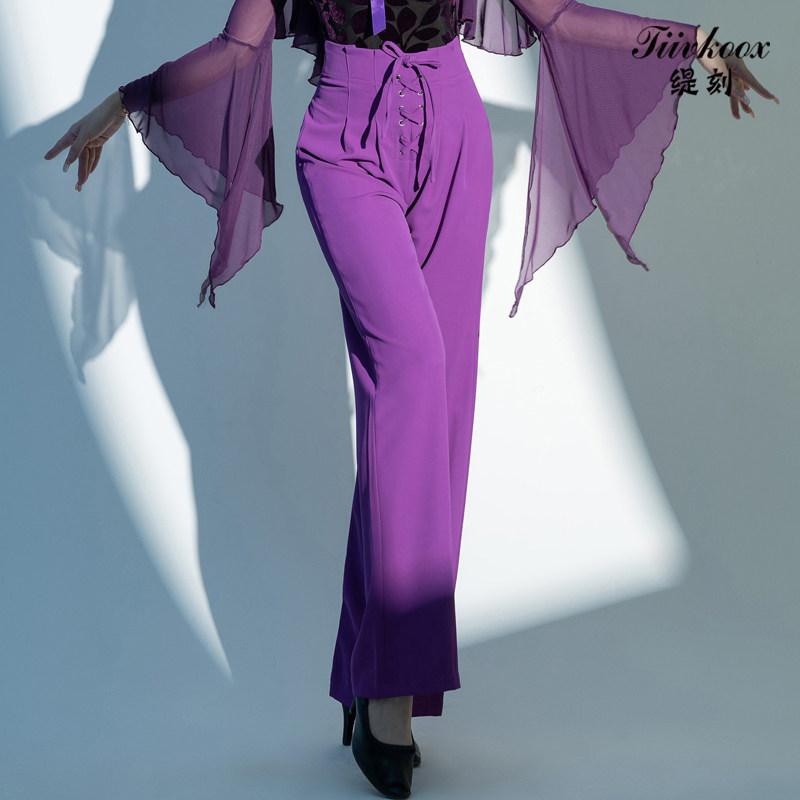 Morden Dance Pants Women's New National Standard Dance Precisely Waltz Dancing Pants Latin Dance Ballroom Dancing High Waist Practice Pants-Taobao