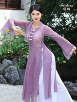 Tie carved Chinese classical dance practice uniforms 2020 new long elegant gauze clothes wide leg pants group training performance