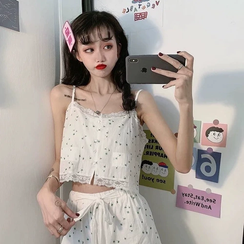 Летняя сексуальная свежая хлопковая пижама, тонкий комплект для принцессы, эффект подтяжки, подходит для подростков