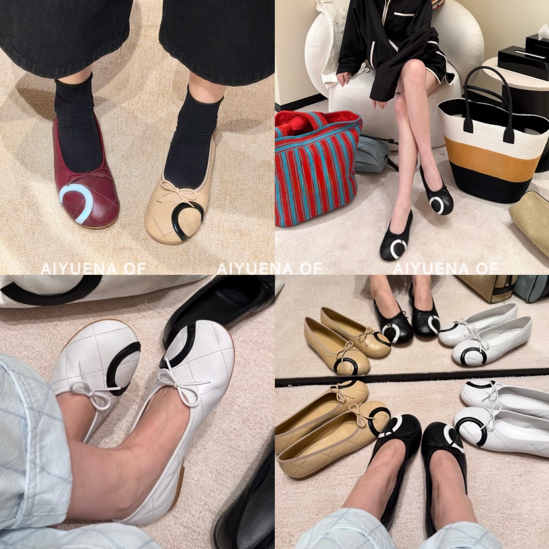 Aiyuena Kangpeng Premium Edition 26m New Diamond Pattern Bow Ballet Flats Shallow Single Shoes for Women Aiyuena Kangpeng Premium Edition 26m New Diamond Pattern Bow Ballet Flats Shallow Single Shoes for Women