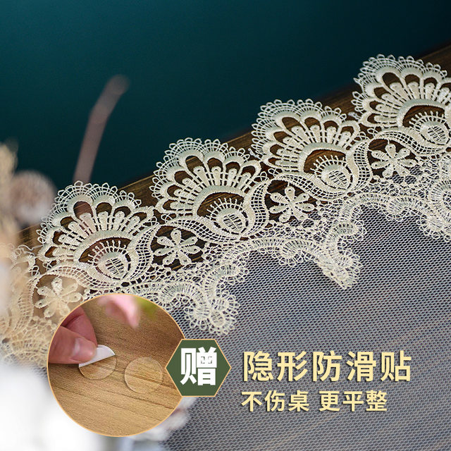 ຕູ້ໂທລະພາບແບບເອີຣົບ tablecloth lace fabric ສີ່ຫລ່ຽມຕາຕະລາງກາເຟ tablecloth ເຮືອນຍາວ dressing ຕາຕະລາງຂີ້ຝຸ່ນປົກຫຸ້ມຂອງຜ້າ