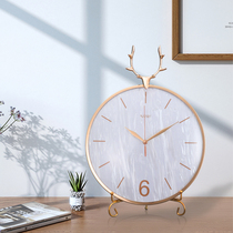 Modern light luxury simple table table table clock desktop clock home living room clock sitting clock pendulum table clock pendulum table clock fashion