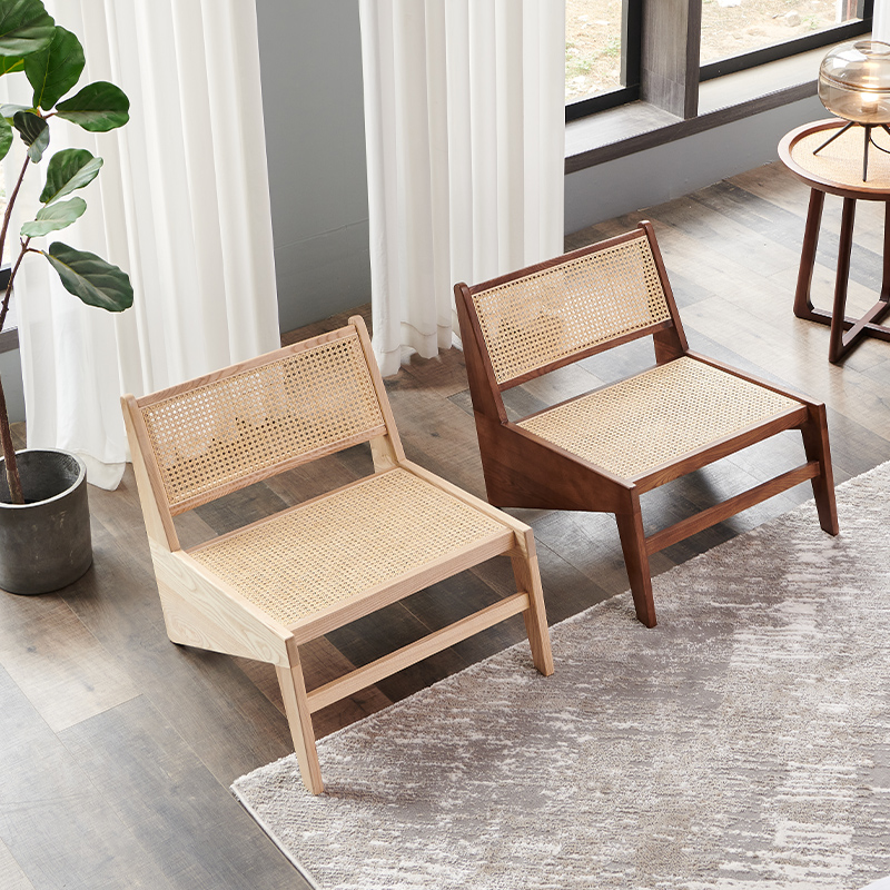 Folk Rattan Chair Single Sofa Cane rattan chair Chandigarh chair designer retro coffee shop Hotel Casual Chair