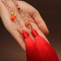 Crystal car pendant car pendant goddess red tassel car decoration high-end creative handmade new car