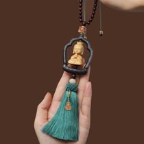 Car pendant Car pendant Buddha niche Guanyin peace charm sandalwood high-end handmade creative mens and womens retro