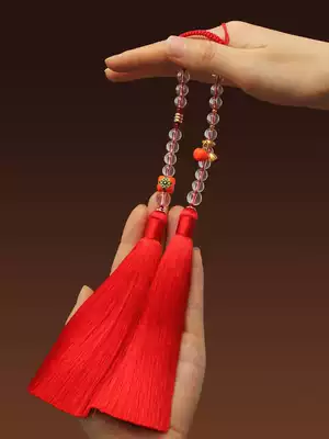 Crystal car pendant interior decoration goddess big red tassel car decoration high-end creative handmade new car