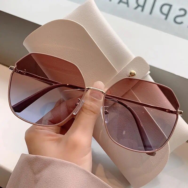 Sunglasses female 2021 new round face Korean version tide polarized anti-UV sunglasses big face thin glasses myopia