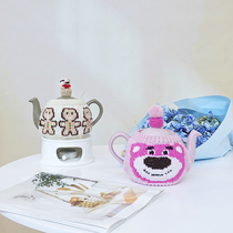 LondonPottery handmade crocheted pure wool gingerbread man ins pot jacket thermal cover pot cover anti-scalding and heat insulation