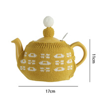 LondonPottery-teapot wool wire pot sleeve yellow acrylic knit cloths adorable and delicate Japanese style inn