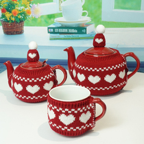 LondonPottery-teapot wool wire pot sleeve cup cover red acrylic knit cloths adorable and delicate