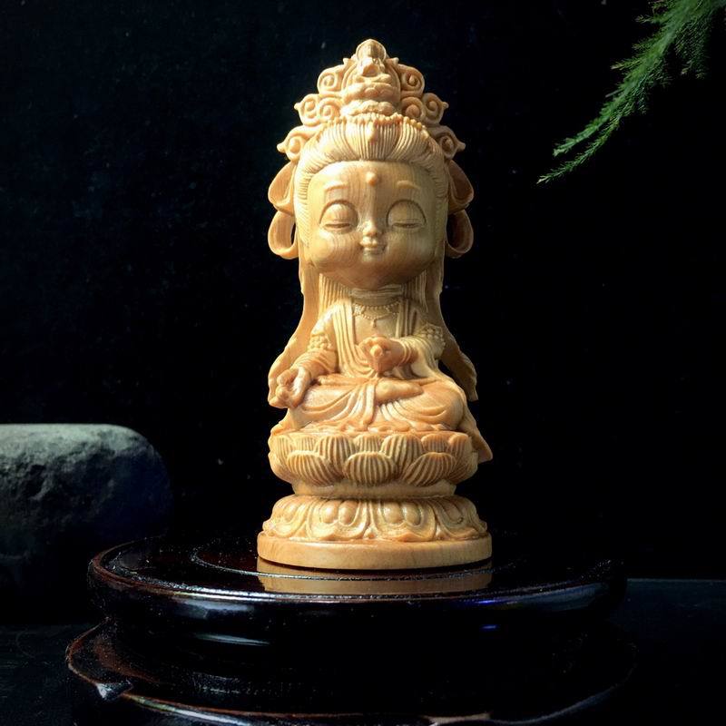 Thuja cartoon mini version decoration decoration Chinese home living room Wenwan Guanyin Bodhisattva Buddha statue handicrafts