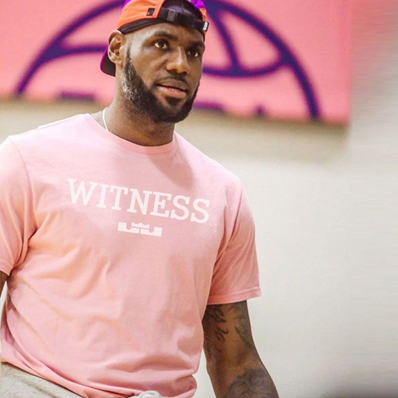Lakers James Short-Sleeved T-Shirt Men's Basketball Training Jersey Peripheral Gift Lebron Same Style Pink T-Shirt