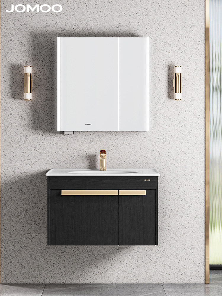 Nine Pastoral Bathroom Cabinet family with modern light and luxurious washing terrace small family style dressing room integrated ceramic basin solid wood cabinet