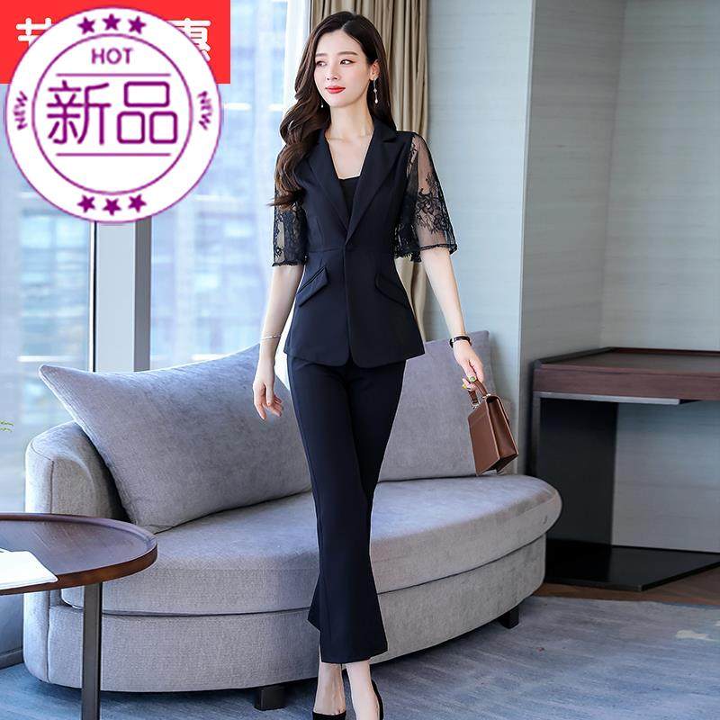 Light Extravagant Lace Splicing Professional Suit Jacket 5 Dress Women Summer Dress 2020 N New Temperament Fan Summer Pure Color