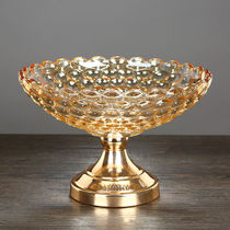 Eurostyle Crystal Glass Fruit Pan Living Room Upscale Tea Table Candy Dishes Mesh Red Creativity Home Big Fruit Basket