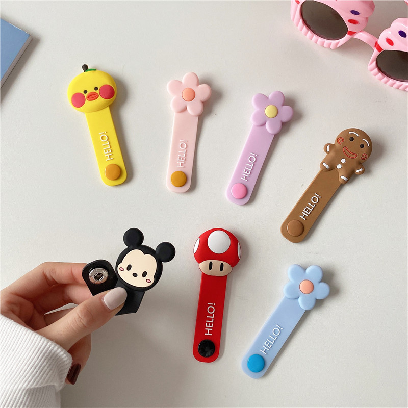 Cartoon headphone cable storage data cable winder cute silicone bundle hub creative winding button wire binding device