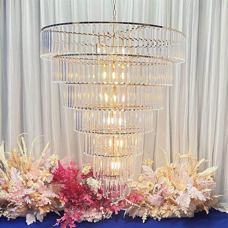Wedding New Wedding Celebration Acrylic Multilayer Crystal Ice Strips Chandeliers Hotel Overhanging Ceiling Pendant Stage Cloth-Taobao