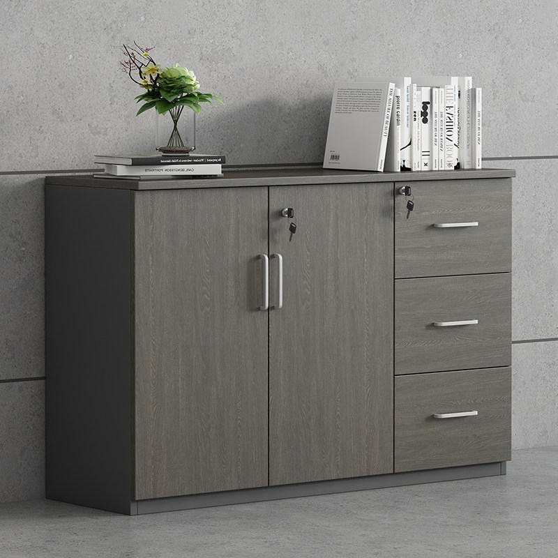 Desk side low cabinet simple wooden with lock file cabinet data cabinet storage white office pantry cabinet