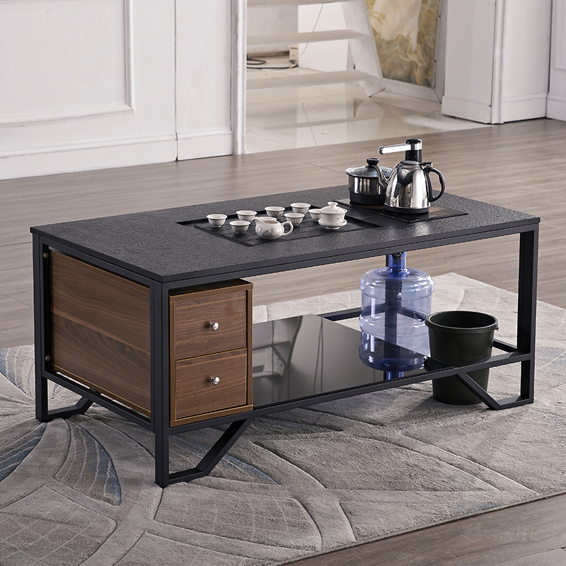 Fire stone tea table tea table and chair combination household durable simple modern black office tea set set one
