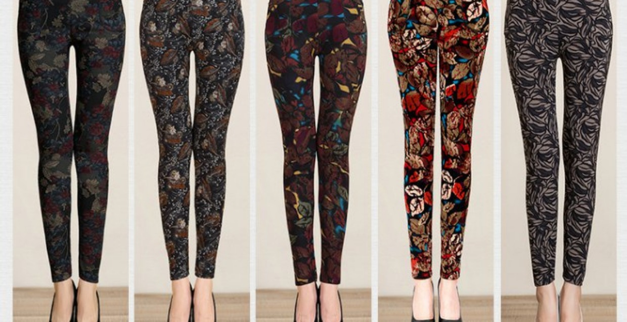 Cộng với quần nhung dày trung niên và bên ngoài mặc quần legging mùa thu và mùa đông quần ấm cỡ lớn cho mẹ quần hoa trung niên quần đũi nữ