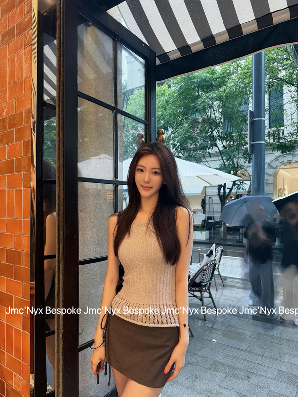 Jmc'Nyx Bespoke 【Same Style as Yi Mengling】 Design-Inspired'Cotton and Linen Hollow-Out Summer Knit Vest'