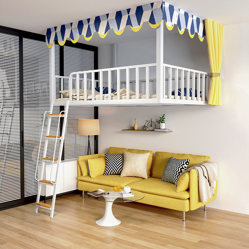 Tillers loft bed space-saving double apartment pavilion bed iron dormitory children's single upper floor small apartment iron frame bed