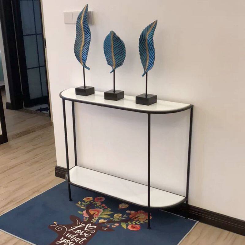 Nordic Entrance Door Xuan Guan Table Minimalist Modern Marble Living Room Hallway Door Hall Cabinet Iron Art Half Arc Leaning Against Wall Table