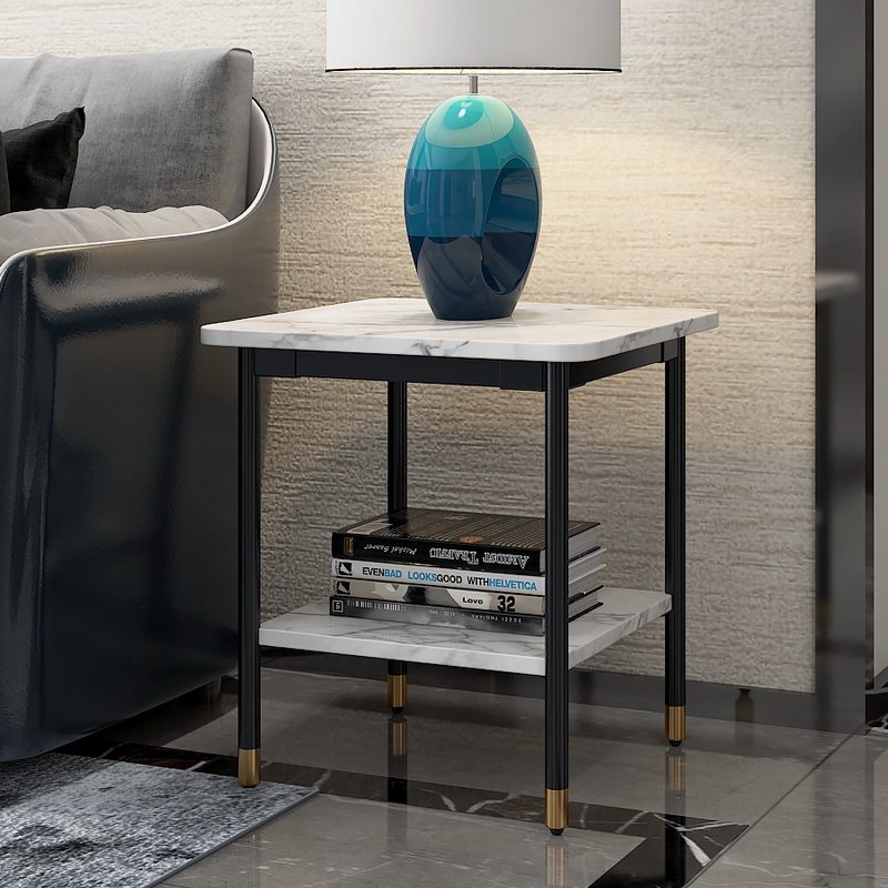 Nordic luxury marble living room sofa side several modern simple small tea table bedroom creative double square table