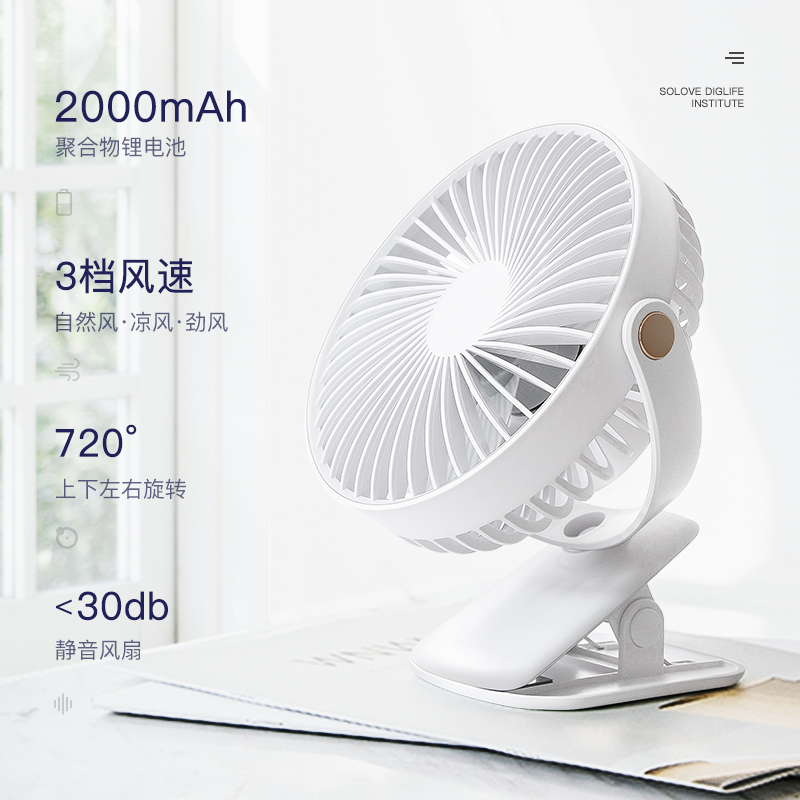 Clip Little Fan USB Mini Portable Student Dormitory Bed Office Desktop Mute Chargeable Wind