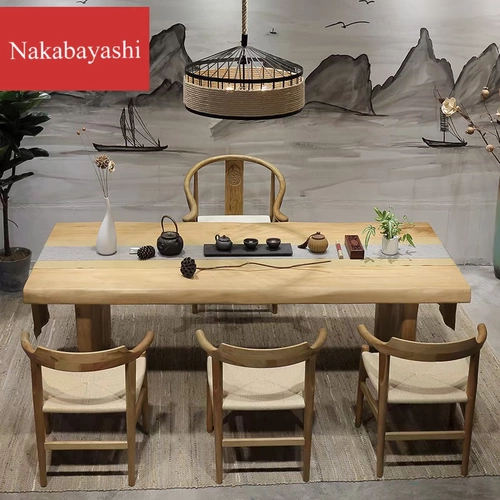 Новый чайный столик и стул в китайском стиле, комбинация офисного приема, чайный столик из цельного дерева, журнальный столик, антикварный чайный столик для приемной