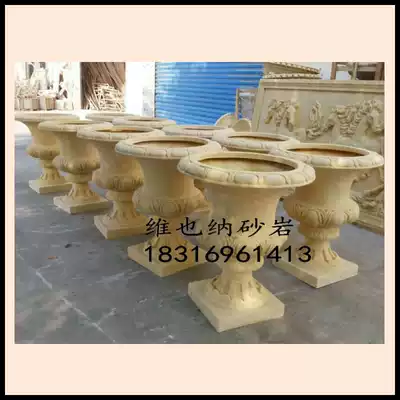 Sandstone relief Athens flowerpot flower pot city sandstone glass fiber sculpture Hotel Villa home decoration building decoration materials