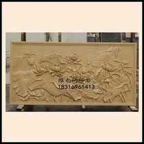 Artificial sandstone FRP relief mural Living room background wall Hotel villa courtyard decoration Home decoration lotus map