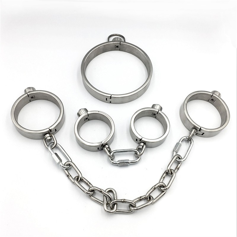 Stainless steel handcuffs Metal heavy adult fun sm torture tools shackles shackles discipline tied hands and feet handcuffs toys