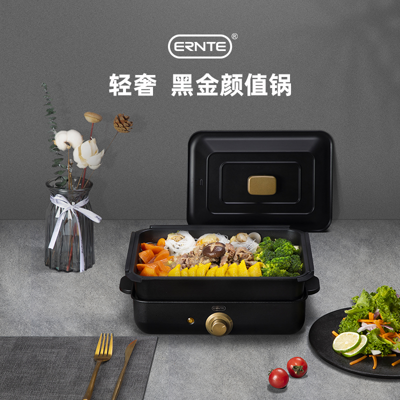 German ERNTE multi-functional cooking pot square pot net red household electric hot pot frying and roasting pot with six functions