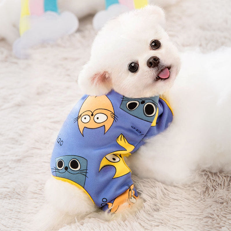Dog clothes 4-foot clothes Spring and autumn clothes Home Cat Teddy Pooch Poomei Yorkha Small And Medium Dog