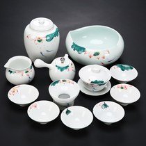 Gongfu tea tea cup suit Home minimalist modern living room Devized white porcelain side The teapot ceramic hand painted lid bowl