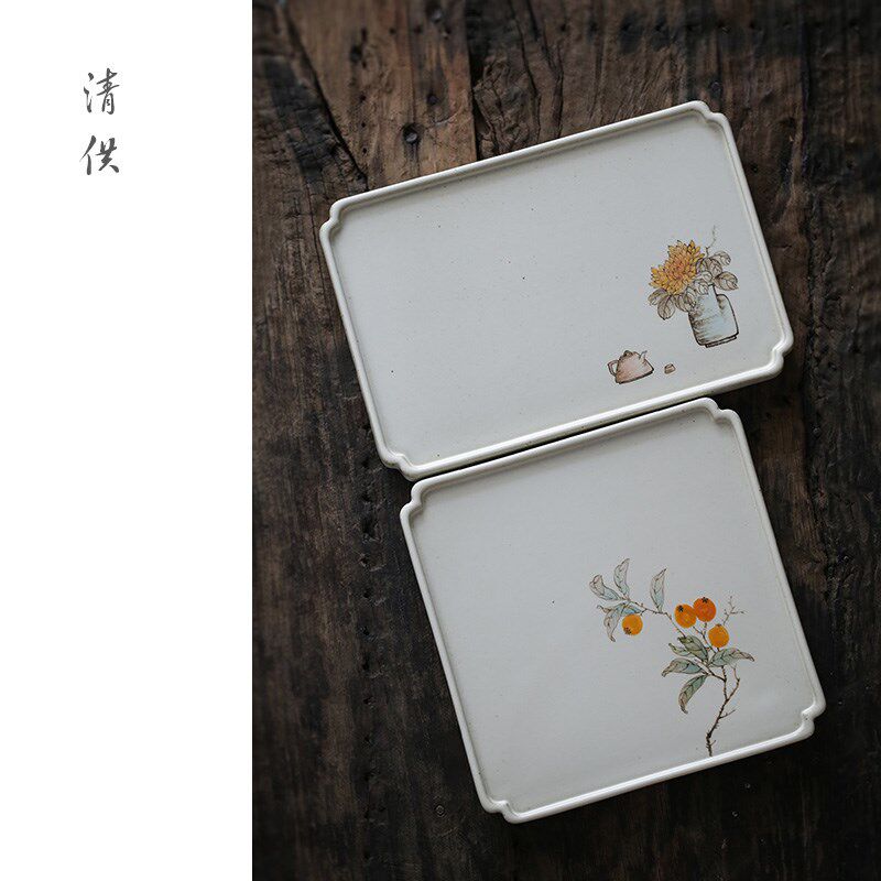 Hand painted imitation ancient jug bearing ceramic dry foam table tea tray Tea-on-the-pan Zen Dish Jingdezhen Tea House