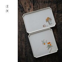 Hand-painted antique pot bearing ceramic dry bubble table tea tray Tea tray Tea tray Zen tray Jingdezhen tea set