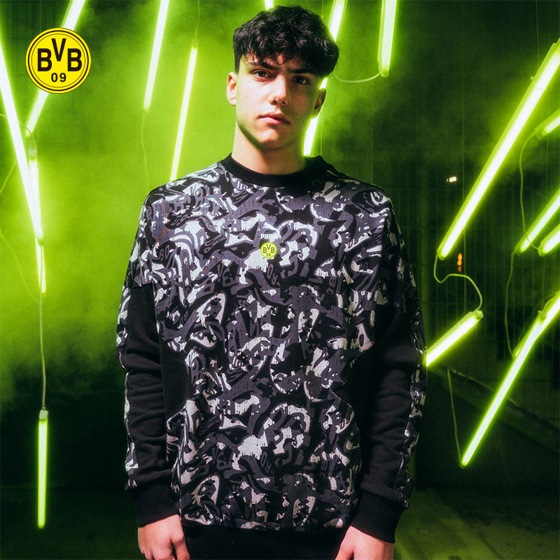 Biobama Puma Dortmund Official BVB Couple Sports Casual Round Collar Men's Thick T-Shirt Loose Woman