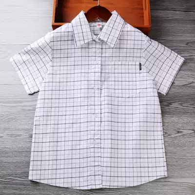 Children's shirts Boys and girls Plaid shirts Primary and secondary school students School uniforms Summer short-sleeved shirts Pure cotton children's clothing tops