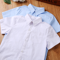 Childrens shirt Boys summer short-sleeved white shirt cotton lapel primary and secondary school school uniform 2020 summer childrens clothing