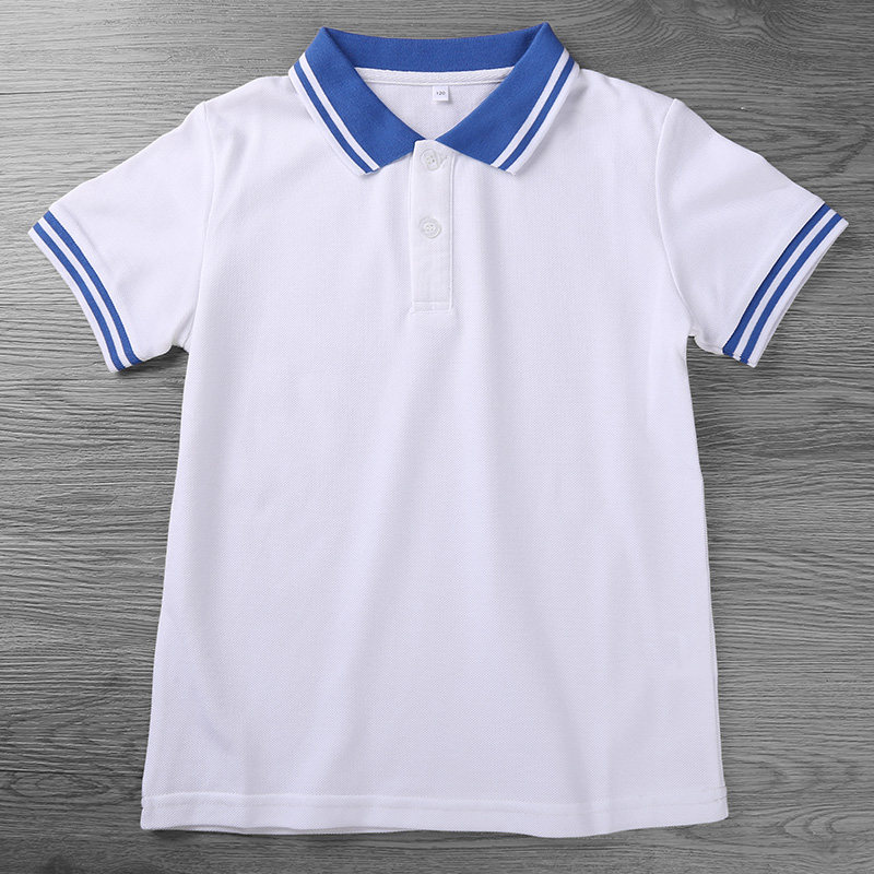 Children's school uniform, class uniform, primary school uniform, summer dress, short-sleeved T-shirt, boy and girl, POLO shirt, blue-collar baby top