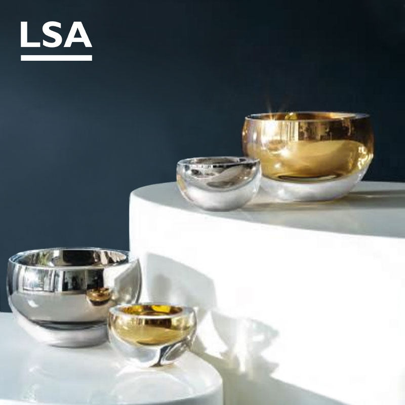 LSA imported handmade large glass bowl home decoration single luxury gold platinum gold collection gift